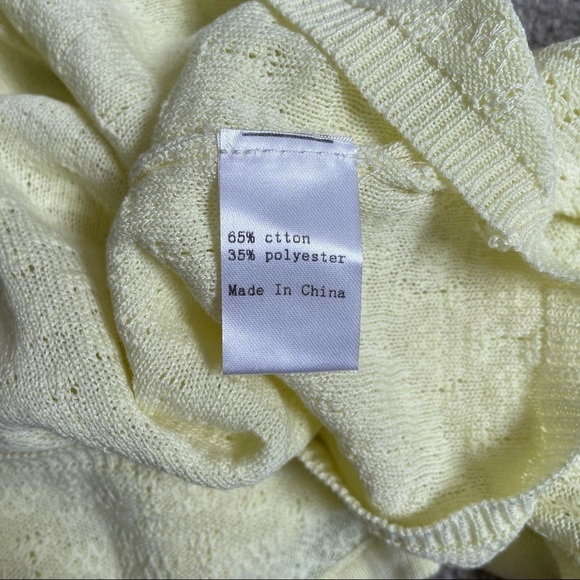 THANNE Yellow Cotton Blend Cropped Short Sleeve Button Front Cardigan NWOT S/M - Picture 6 of 8